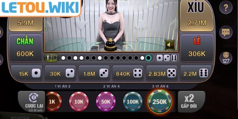 Các cửa cược phổ biến trong tài xỉu Letou online