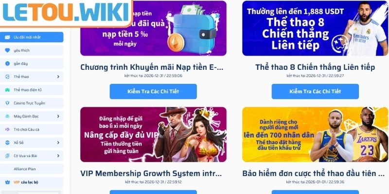 Khuyến mãi LETOU thưởng sự kiện đặc biệt