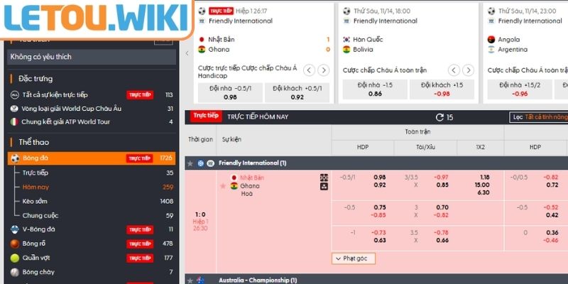 Đa dạng bộ môn và kèo hấp dẫn tại sảnh BTI