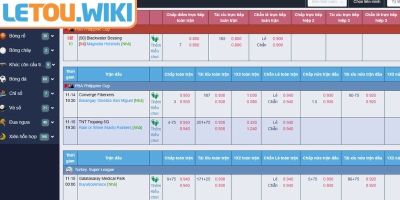 Sảnh FB LETOU – Trải Nghiệm Cá Cược Thể Thao Đỉnh Cao 3 Top bộ môn thể thao tại sảnh dành cho anh em